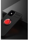 BFS  iPhone 12 Mini Kılıf Range Yüzüklü Silikon - Siyah-Kırmızı
