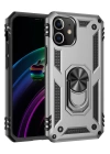 BFS  iPhone 12 Mini Kılıf Sofya Yüzüklü Silikon Kapak - Gümüş