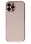 BFS  iPhone 12 Pro Kılıf Coco Deri Silikon Kapak - Pudra