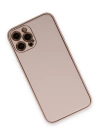 BFS  iPhone 12 Pro Kılıf Coco Deri Silikon Kapak - Pudra