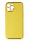 BFS  iPhone 12 Pro Kılıf Coco Deri Silikon Kapak - Sarı