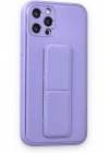 BFS  iPhone 12 Pro Kılıf Coco Deri Standlı Kapak - Koyu Lila