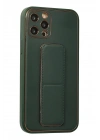 BFS  iPhone 12 Pro Kılıf Coco Deri Standlı Kapak - Yeşil
