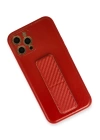 BFS  iPhone 12 Pro Kılıf Coco Karbon Standlı Kapak - Kırmızı