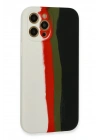 BFS iPhone 12 Pro Kılıf Ebruli Lansman Silikon - Beyaz-Siyah