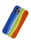 BFS  iPhone 12 Pro Kılıf Ebruli Lansman Silikon - Mavi-Turuncu