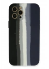 BFS iPhone 12 Pro Kılıf Ebruli Lansman Silikon - Siyah-Lacivert