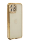 BFS  iPhone 12 Pro Kılıf Joke Taşlı Silikon - Gold