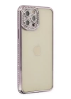 BFS  iPhone 12 Pro Kılıf Joke Taşlı Silikon - Mor