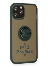 BFS  iPhone 12 Pro Kılıf Montreal Yüzüklü Silikon Kapak - Yeşil