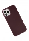 BFS  iPhone 12 Pro Max Kılıf Asya Deri Silikon - Mürdüm