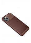 BFS  iPhone 12 Pro Max Kılıf Auto Focus Karbon Kapak - Kahverengi