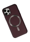 BFS  iPhone 12 Pro Max Kılıf Coco Deri Magneticsafe Silikon - Bordo
