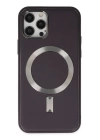 BFS  iPhone 12 Pro Max Kılıf Coco Deri Magneticsafe Silikon - Derin Mor
