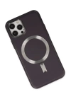 BFS  iPhone 12 Pro Max Kılıf Coco Deri Magneticsafe Silikon - Derin Mor
