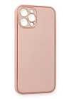 BFS  iPhone 12 Pro Max Kılıf Coco Deri Silikon Kapak - Pembe