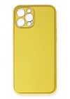 BFS  iPhone 12 Pro Max Kılıf Coco Deri Silikon Kapak - Sarı