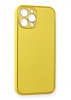 BFS  iPhone 12 Pro Max Kılıf Coco Deri Silikon Kapak - Sarı
