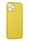 BFS  iPhone 12 Pro Max Kılıf Coco Deri Silikon Kapak - Sarı