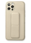 BFS  iPhone 12 Pro Max Kılıf Coco Deri Standlı Kapak - Beyaz