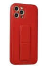 BFS  iPhone 12 Pro Max Kılıf Coco Deri Standlı Kapak - Kırmızı
