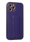 BFS  iPhone 12 Pro Max Kılıf Coco Deri Standlı Kapak - Mor
