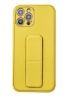 BFS  iPhone 12 Pro Max Kılıf Coco Deri Standlı Kapak - Sarı