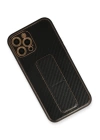 BFS  iPhone 12 Pro Max Kılıf Coco Karbon Standlı Kapak - Siyah