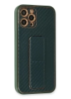 BFS  iPhone 12 Pro Max Kılıf Coco Karbon Standlı Kapak - Yeşil