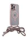 BFS  iPhone 12 Pro Max Kılıf Divo Lazer Askılı Magsafe Kapak - Pembe