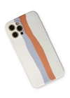 BFS  iPhone 12 Pro Max Kılıf Ebruli Lansman Silikon - Beyaz-Turuncu