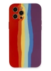BFS  iPhone 12 Pro Max Kılıf Ebruli Lansman Silikon - Kırmızı-Mor