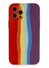BFS iPhone 12 Pro Max Kılıf Ebruli Lansman Silikon - Kırmızı-Mor