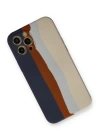 BFS  iPhone 12 Pro Max Kılıf Ebruli Lansman Silikon - Lacivert-Krem