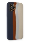 BFS  iPhone 12 Pro Max Kılıf Ebruli Lansman Silikon - Lacivert-Krem