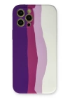 BFS  iPhone 12 Pro Max Kılıf Ebruli Lansman Silikon - Mor-Beyaz