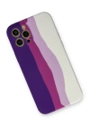 BFS  iPhone 12 Pro Max Kılıf Ebruli Lansman Silikon - Mor-Beyaz