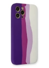 BFS  iPhone 12 Pro Max Kılıf Ebruli Lansman Silikon - Mor-Beyaz