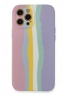 BFS iPhone 12 Pro Max Kılıf Ebruli Lansman Silikon - Pembe-Lila