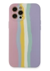 BFS  iPhone 12 Pro Max Kılıf Ebruli Lansman Silikon - Pembe-Lila