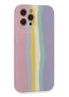 BFS  iPhone 12 Pro Max Kılıf Ebruli Lansman Silikon - Pembe-Lila