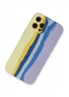 BFS iPhone 12 Pro Max Kılıf Ebruli Lansman Silikon - Sarı-Lila