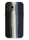 BFS  iPhone 12 Pro Max Kılıf Ebruli Lansman Silikon - Siyah-Lacivert