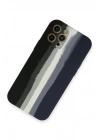 BFS iPhone 12 Pro Max Kılıf Ebruli Lansman Silikon - Siyah-Lacivert