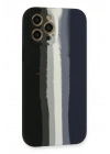 BFS iPhone 12 Pro Max Kılıf Ebruli Lansman Silikon - Siyah-Lacivert