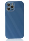 BFS  iPhone 12 Pro Max Kılıf Glass Kapak - Mavi