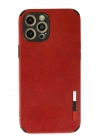 BFS  iPhone 12 Pro Max Kılıf Loop Deri Silikon - Kırmızı