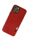 BFS  iPhone 12 Pro Max Kılıf Loop Deri Silikon - Kırmızı