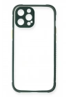BFS  iPhone 12 Pro Max Kılıf Miami Şeffaf Silikon - Koyu Yeşil