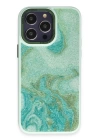 BFS  iPhone 12 Pro Max Kılıf Moda Simli Kapak - Yeşil